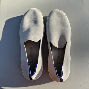 Rothy's Slip-On Shoes - Cream with Blue Accents